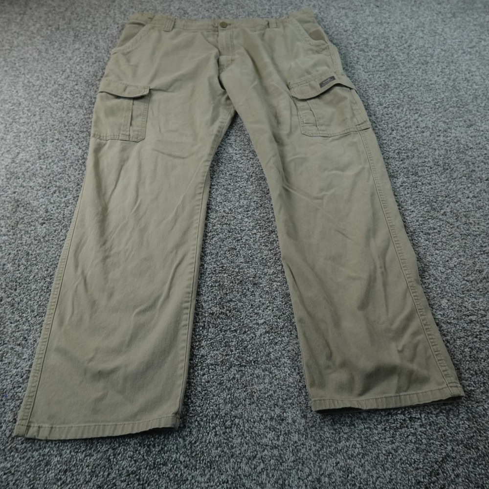 Wrangler Pants Mens 42X32 Brown Beige Tan Cargo Relaxed Fit Utility Outdoor Hike